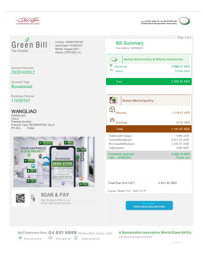  Minol USA business utility bill 